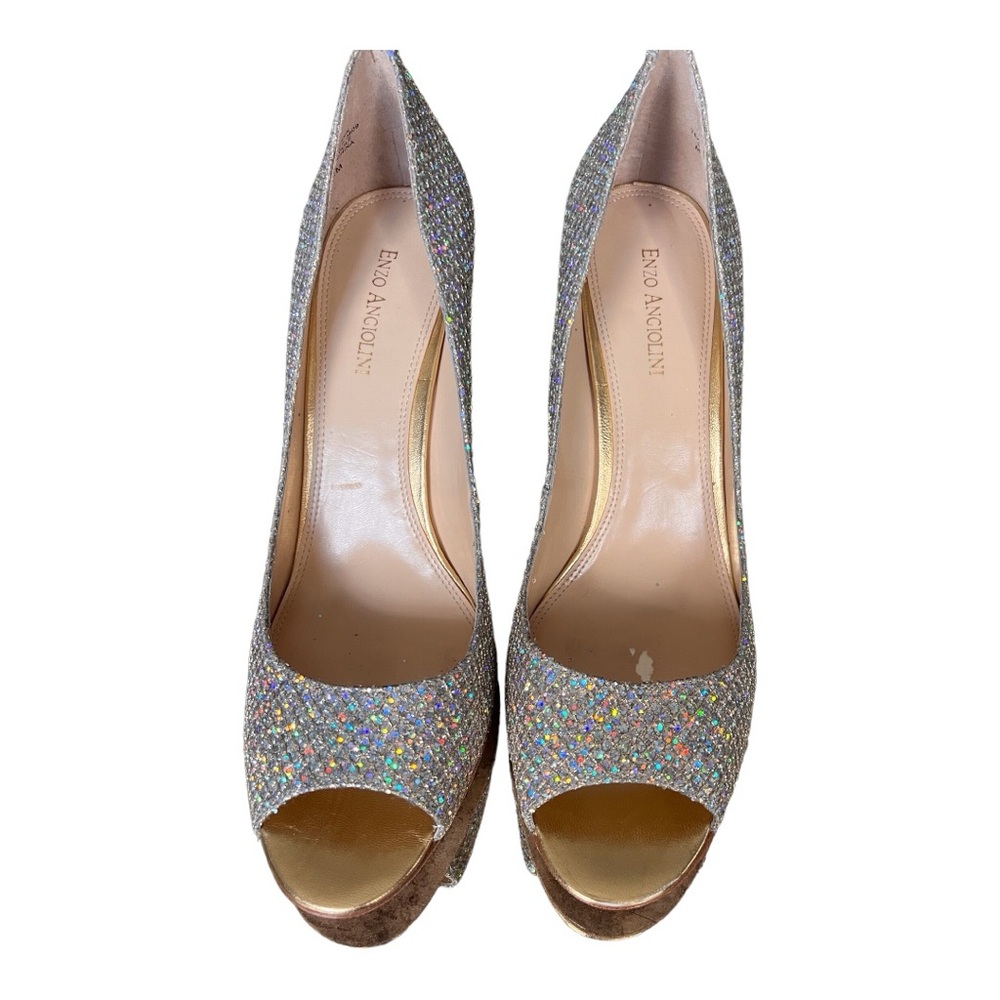 Enzo Angiolini Eamerryann gold and silver multi sparkle, Size 11.